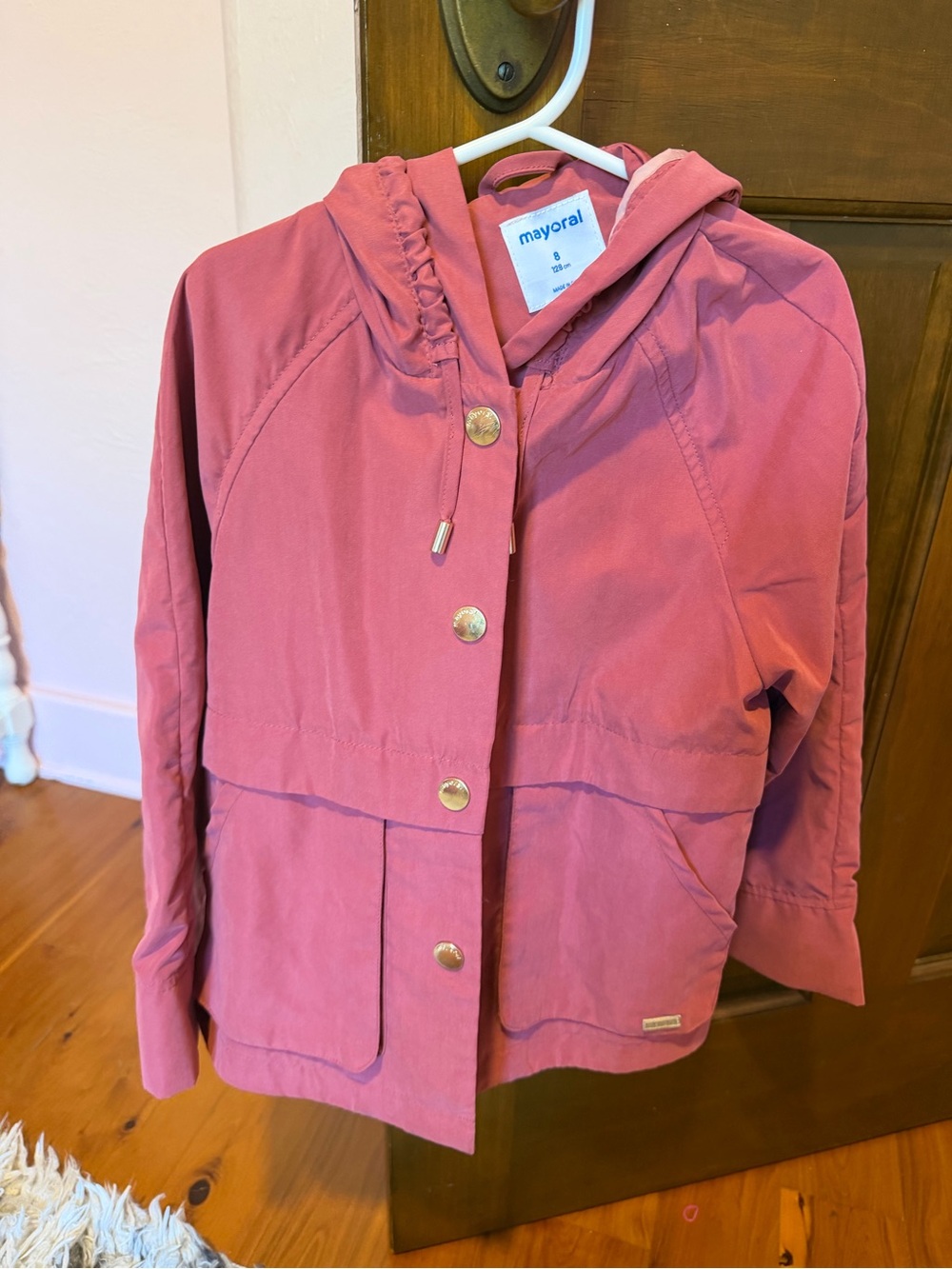 Mayoral Rose-Pink Hooded Pea Coat